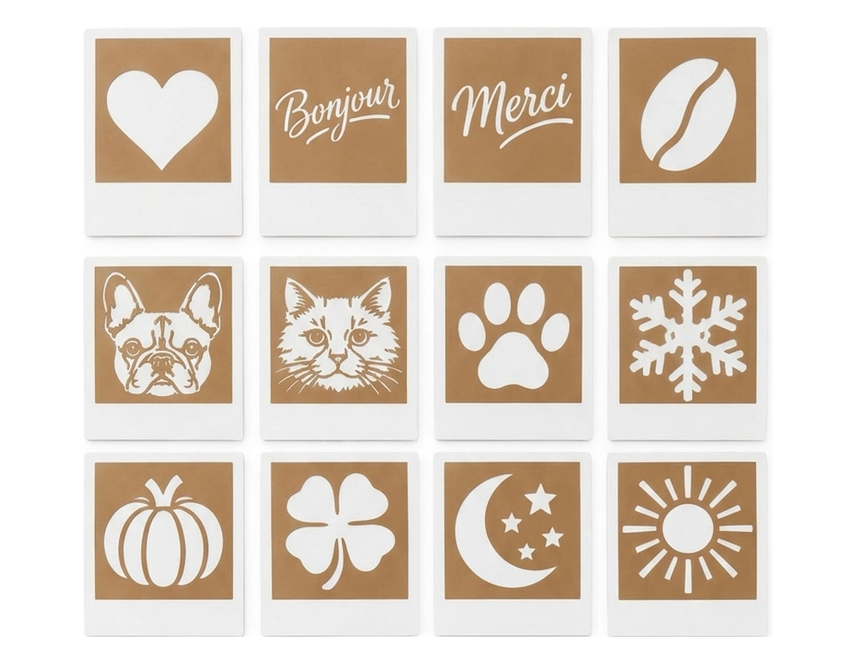 Les 12 cartes pochoirs CAFÉCLIC